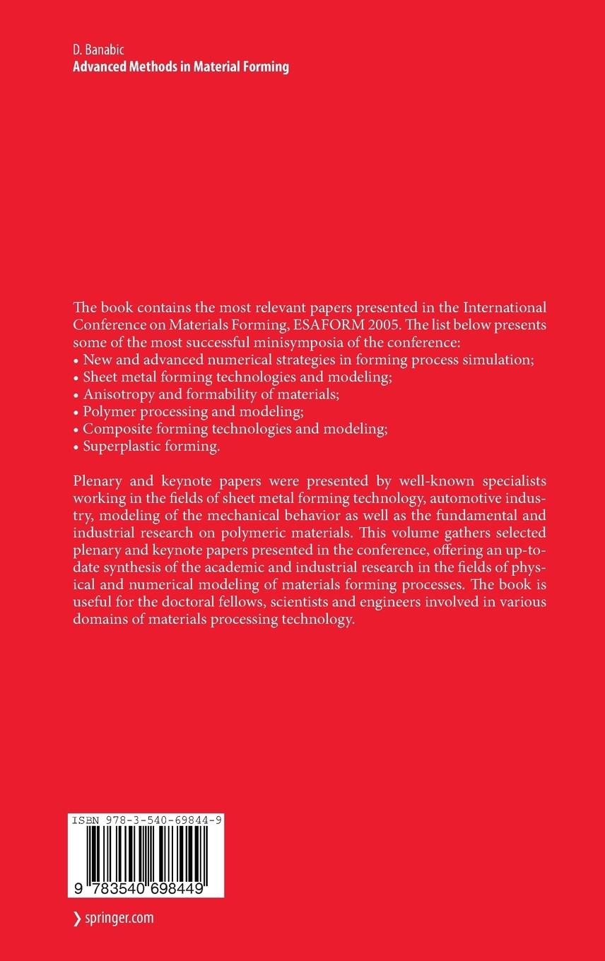 Rückseitencover Advanced Methods in Material Forming
