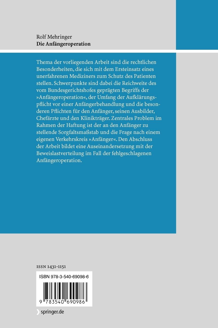 Rückseitencover Die Anfängeroperation