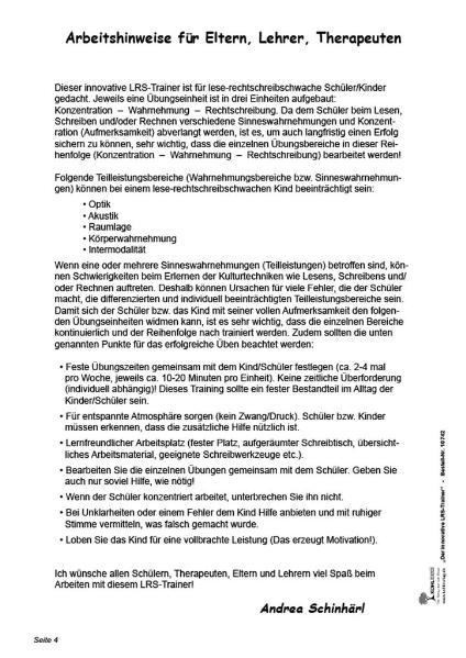 Beispielinhalt (Bild) Der innovative LRS-Trainer