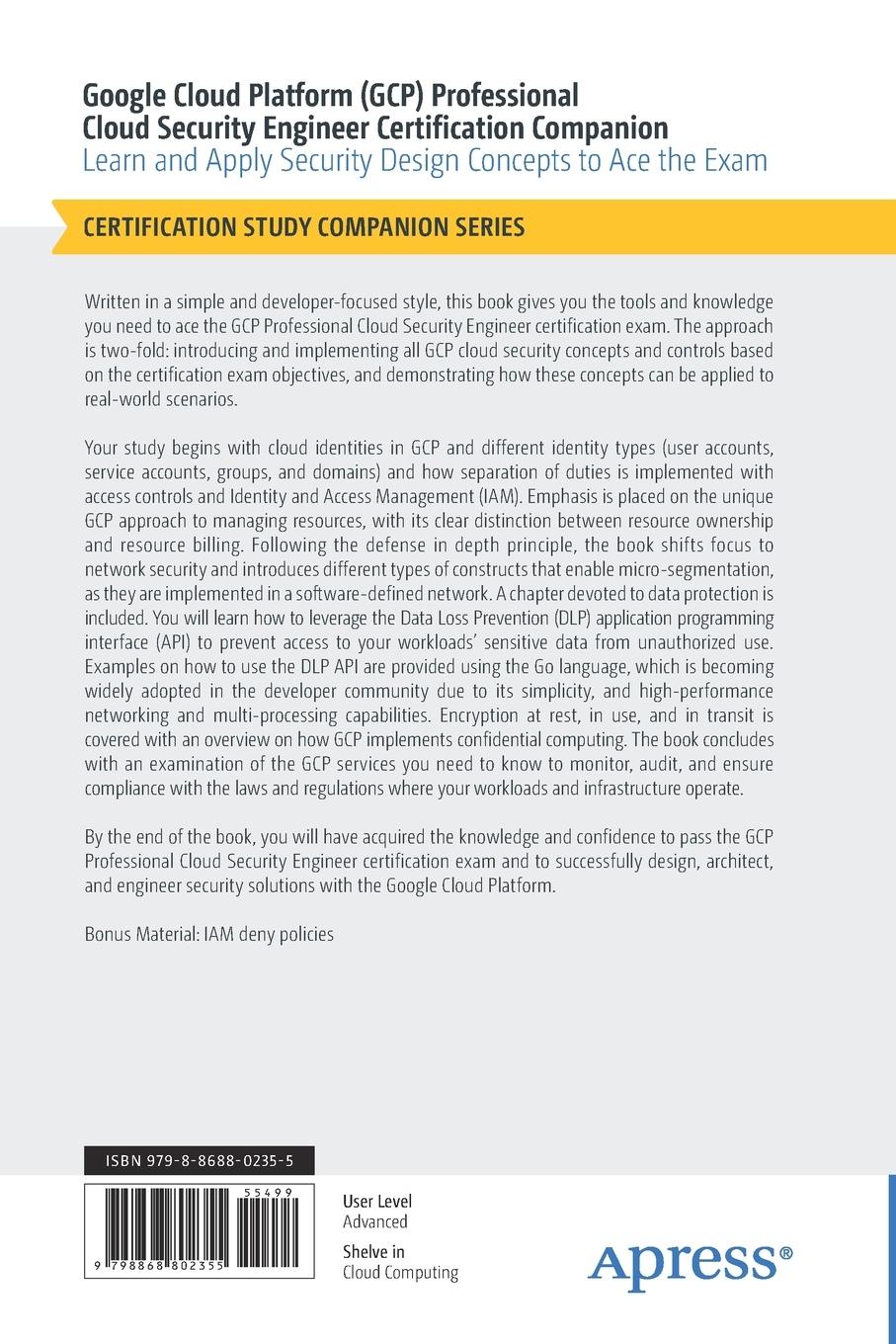 Rückseitencover Google Cloud Platform (GCP) Professional Cloud Security Engineer Certification Companion