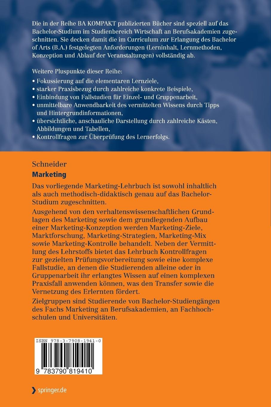 Rückseitencover Marketing