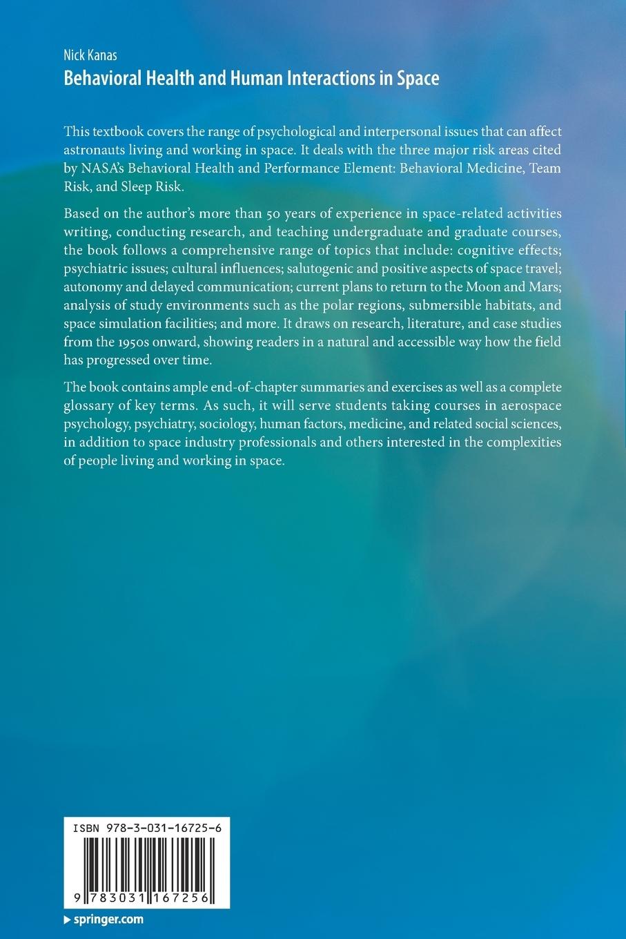 Rückseitencover Behavioral Health and Human Interactions in Space