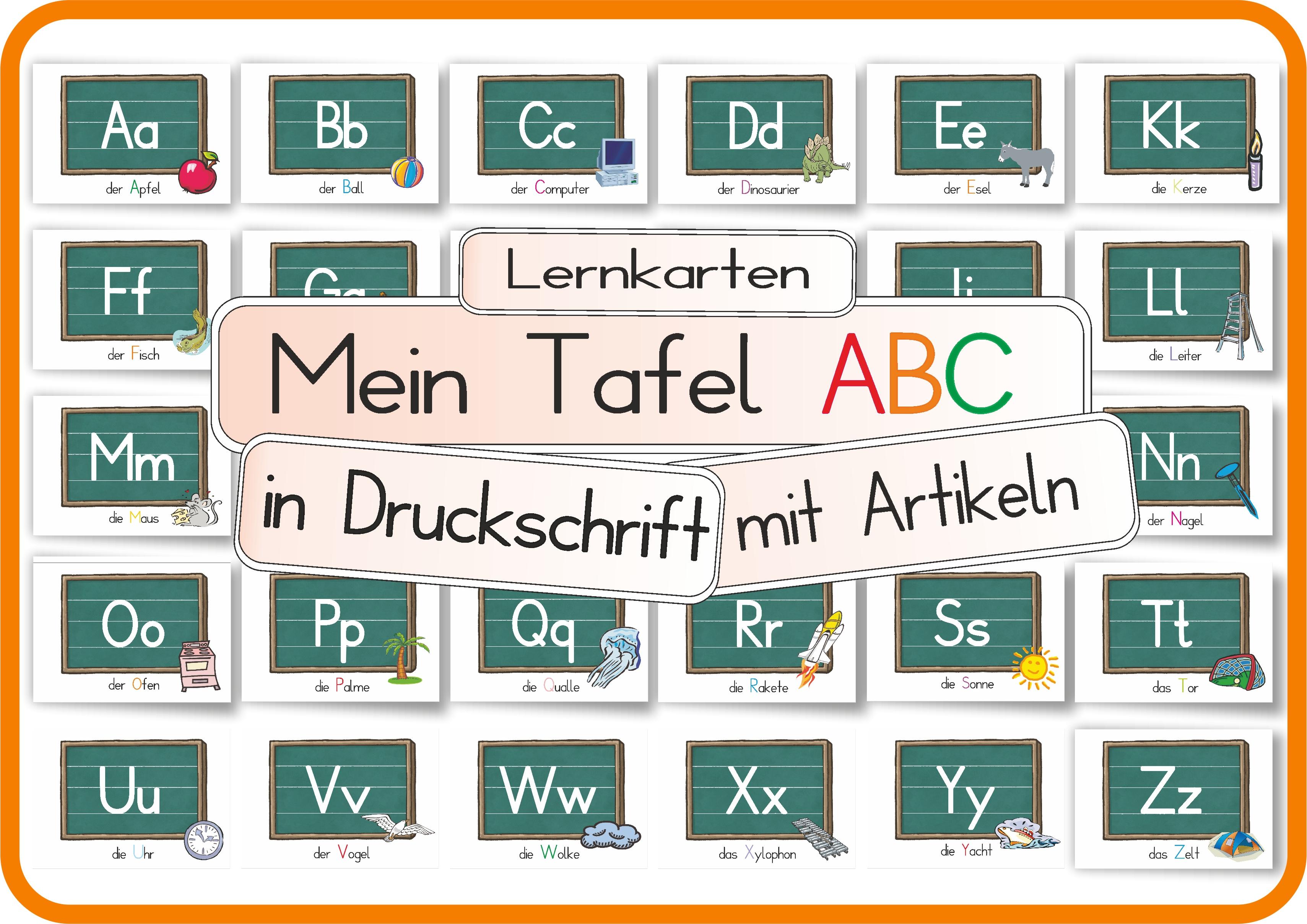 Vorderes Coverbild Mein Tafel ABC in Druckschrift mit Artikeln