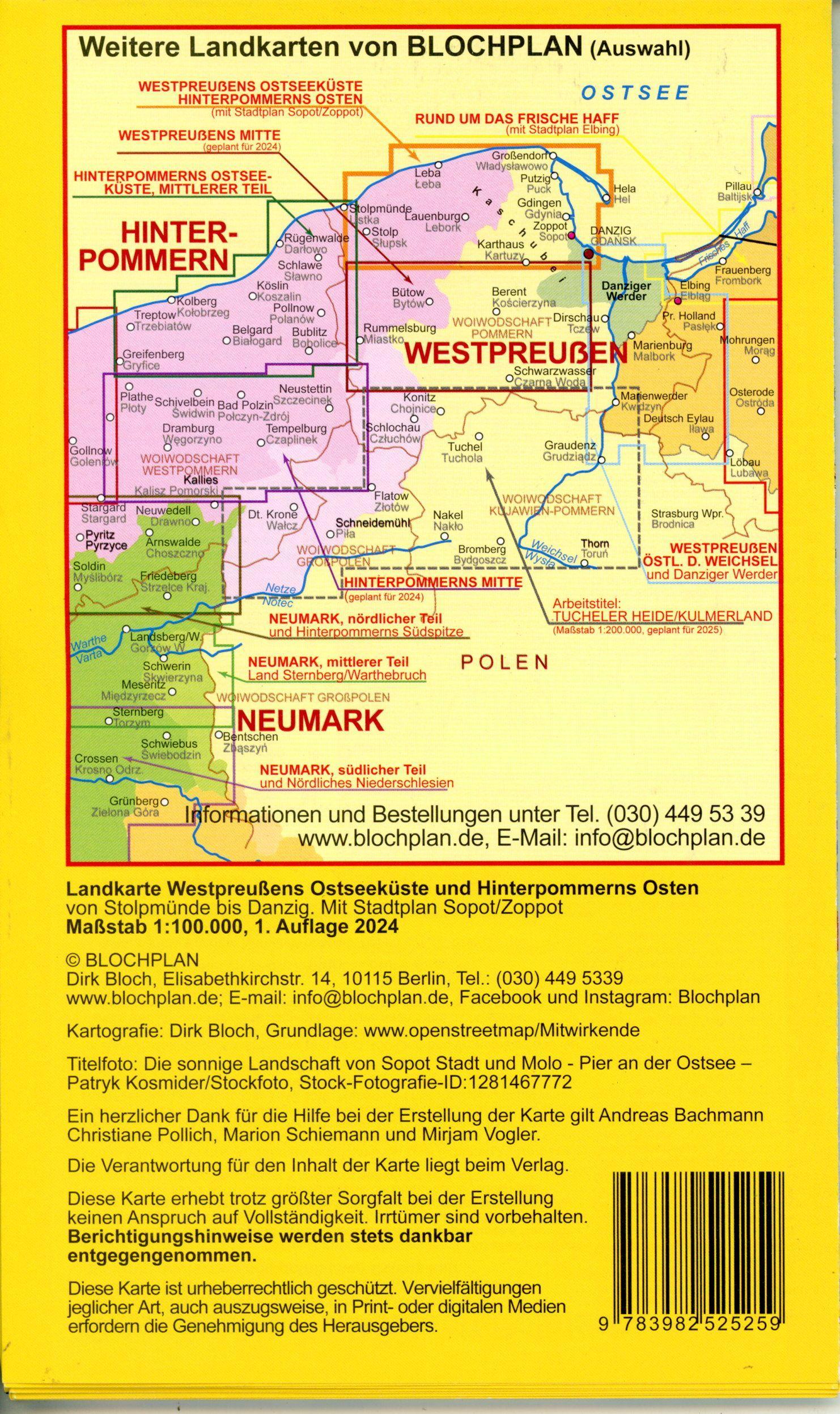 Beispielinhalt (Bild) Landkarte Westpreußens Ostseeküste und Hinterpommerns Osten 1:100.000