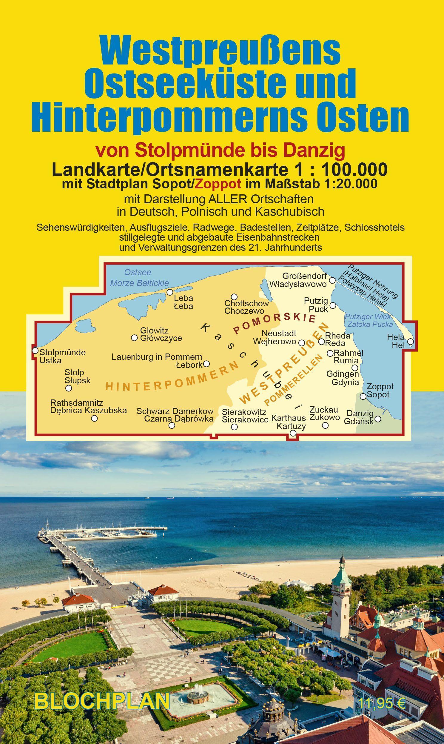 Vorderes Coverbild Landkarte Westpreußens Ostseeküste und Hinterpommerns Osten 1:100.000