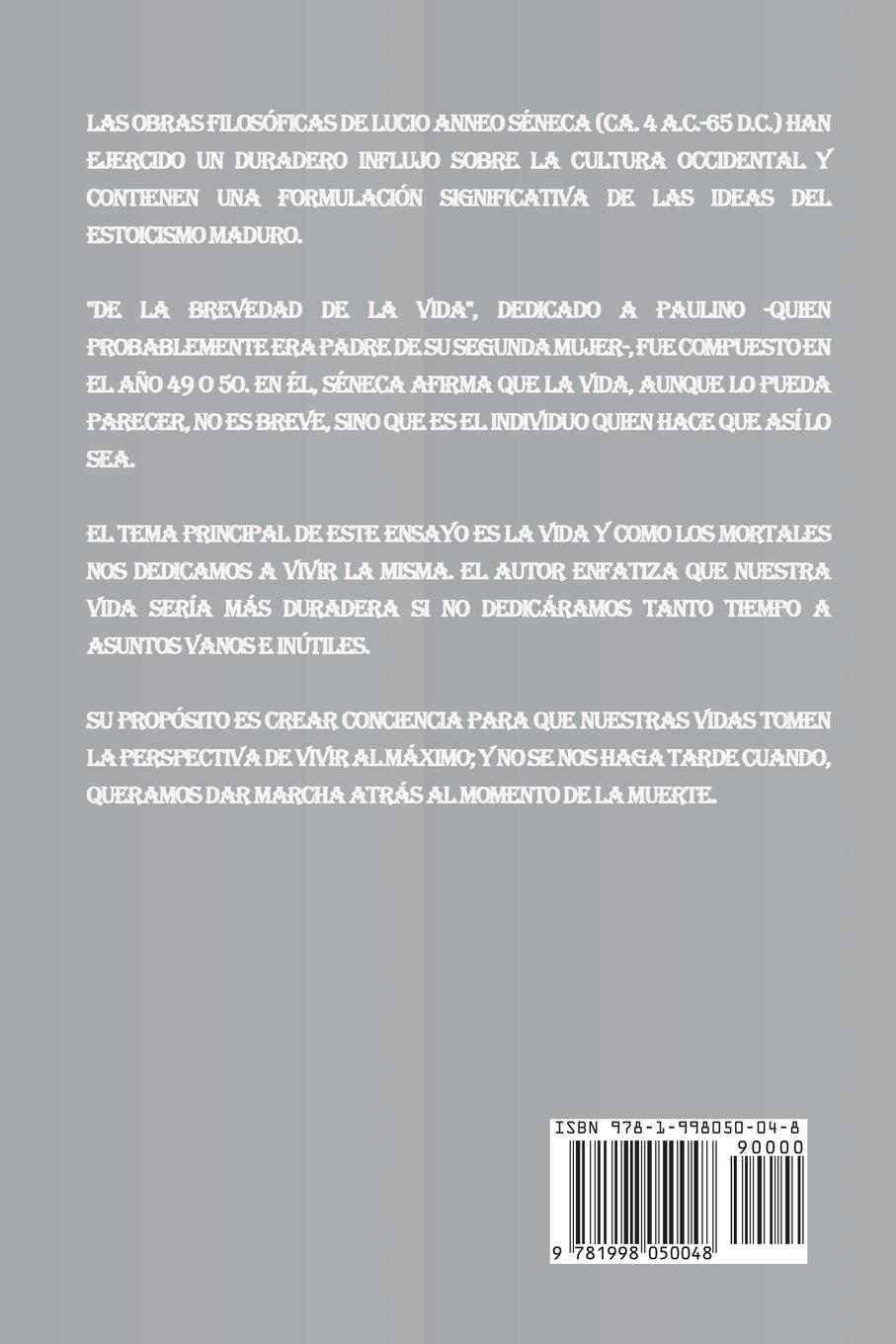 Rückseitencover De la brevedad de la vida