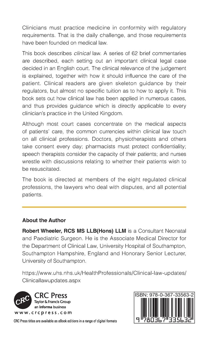 Rückseitencover Clinical Law for Clinical Practice
