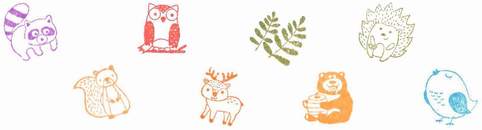 Beispielinhalt (Bild) Stempel Waldtiere (8 Stempel)