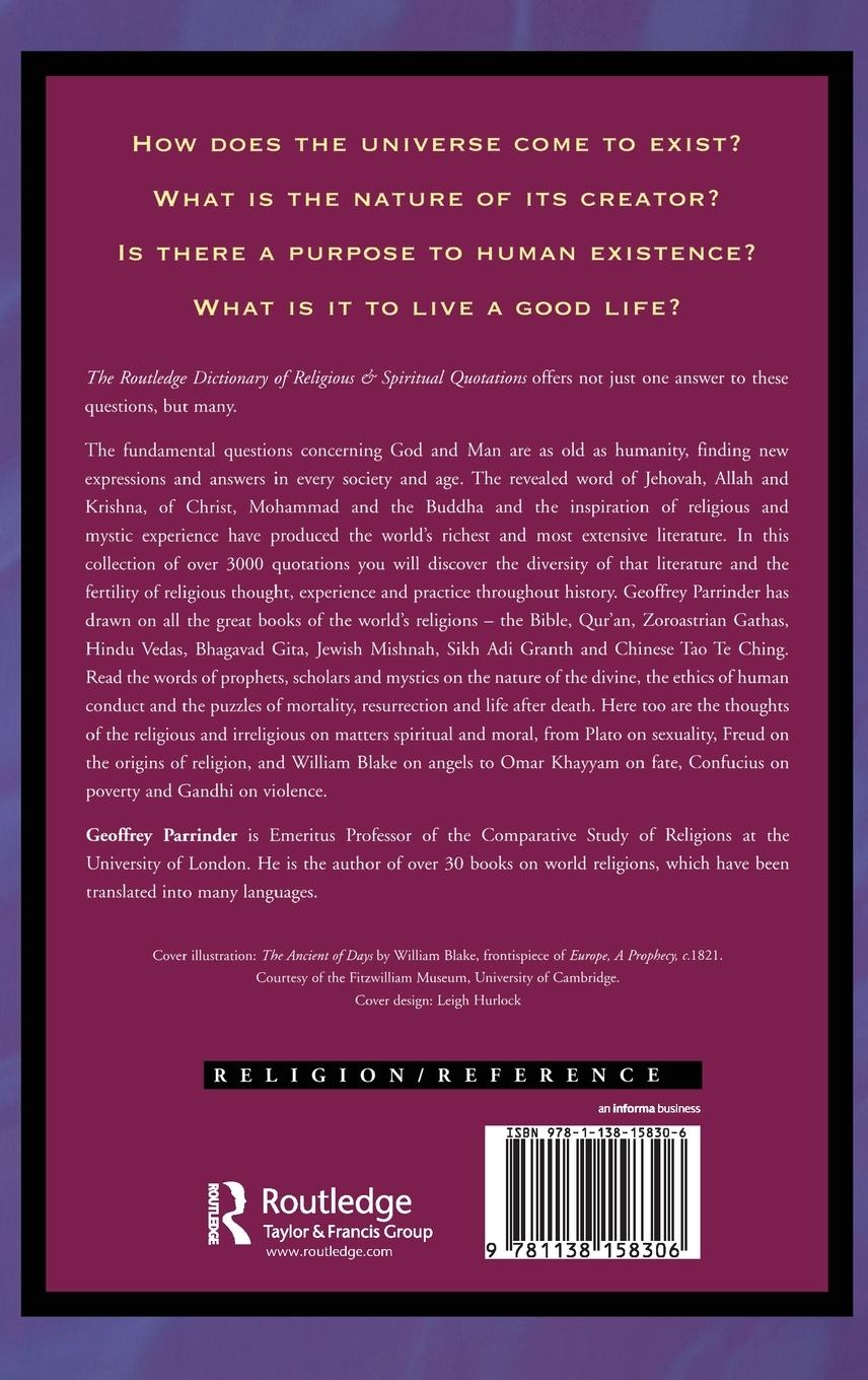 Rückseitencover The Routledge Dictionary of Religious and Spiritual Quotations
