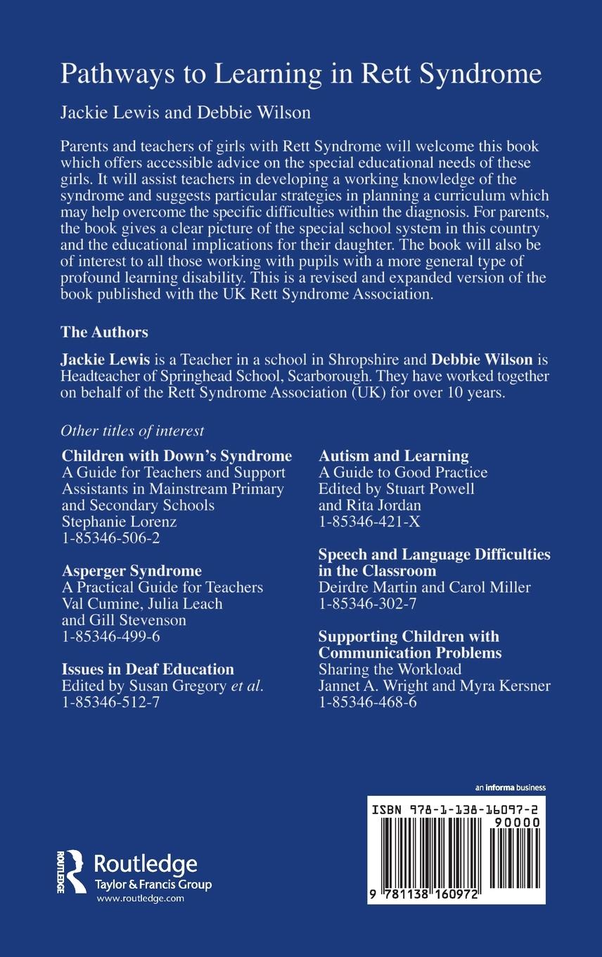 Rückseitencover Pathways to Learning in Rett Syndrome