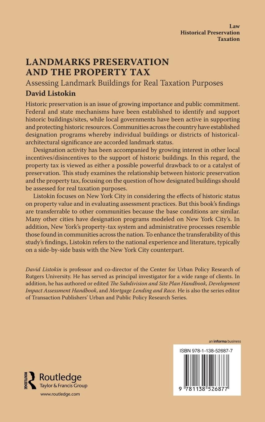 Rückseitencover Landmarks Preservation and the Property Tax