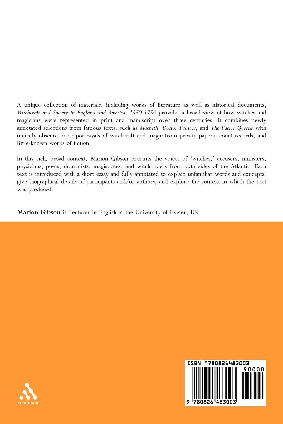 Rückseitencover Witchcraft and Society in England and America, 1550-1750