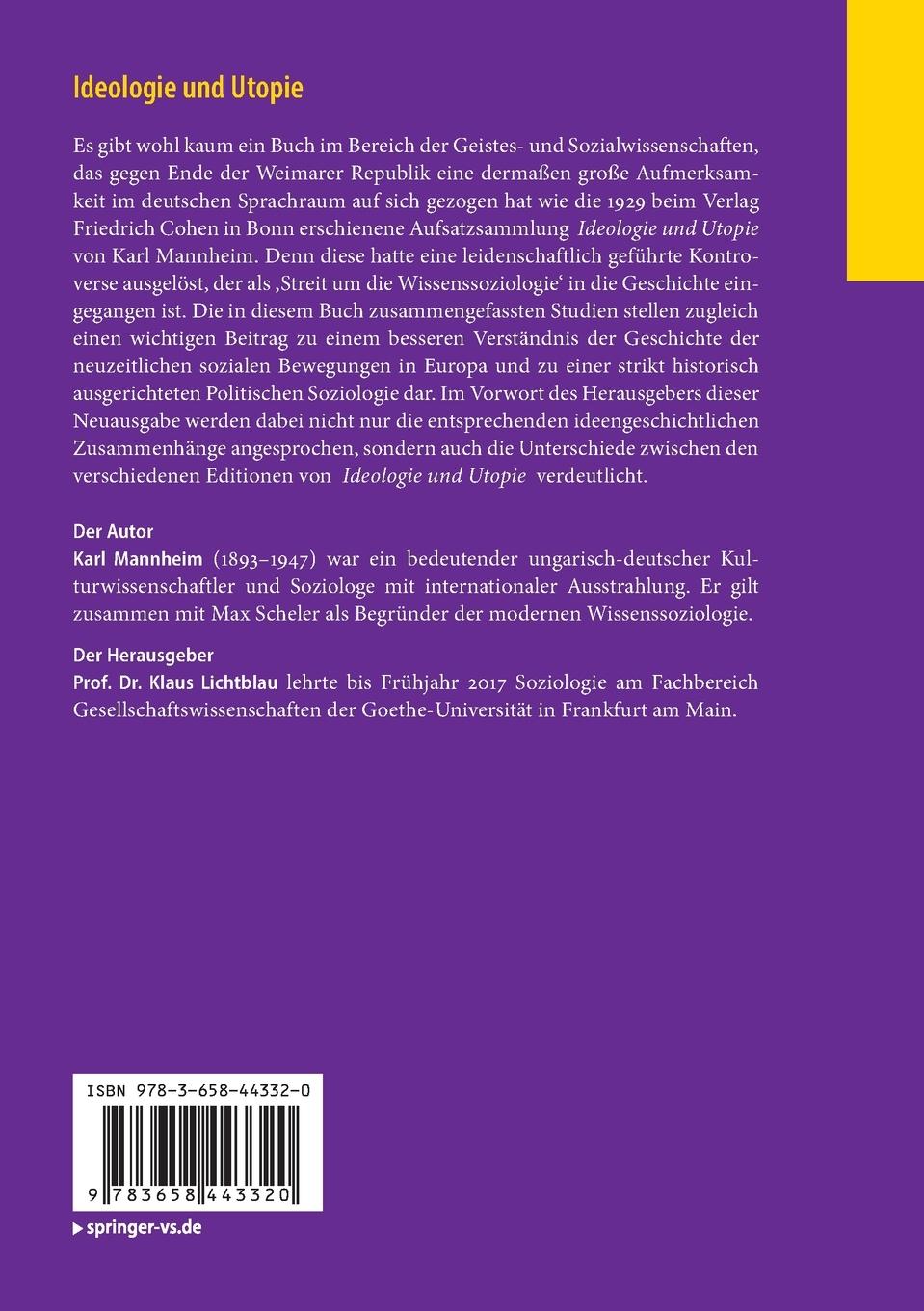 Rückseitencover Ideologie und Utopie