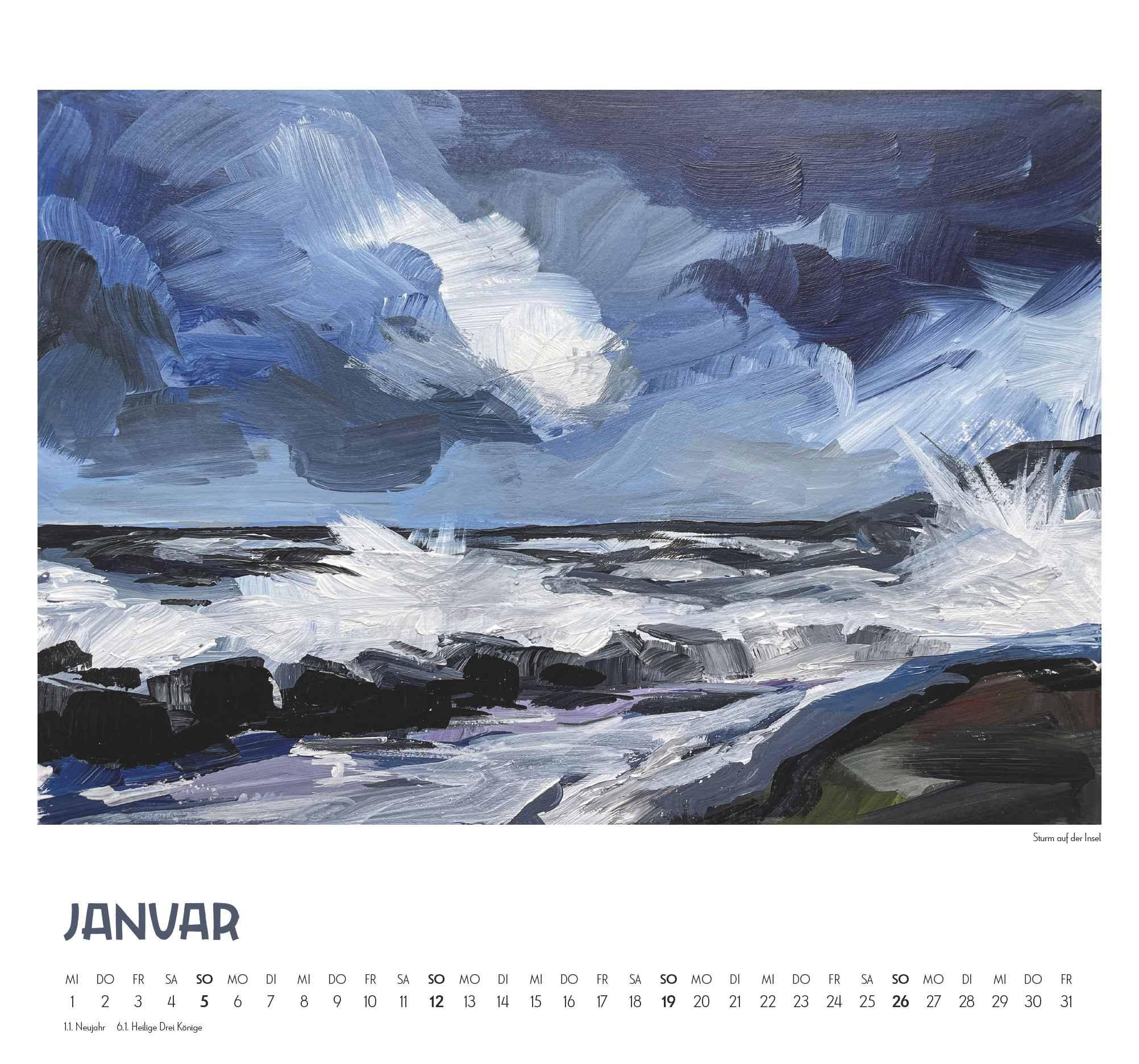 Beispielinhalt (Bild) Mit Kat Menschik an der Ostsee 2025 - Kunstkalender - Spiralbindung - Format 38 x 35,5 cm