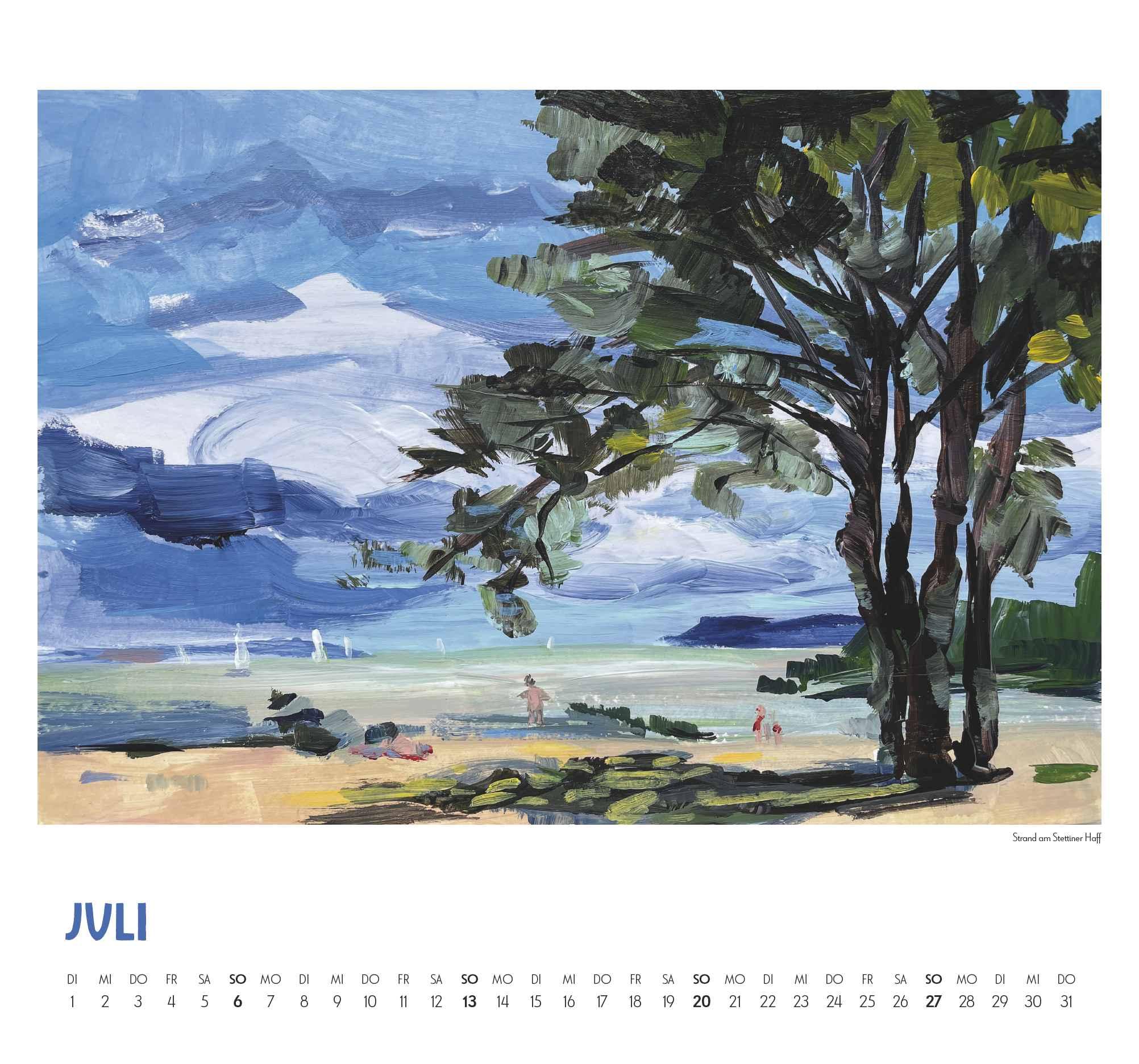 Beispielinhalt (Bild) Mit Kat Menschik an der Ostsee 2025 - Kunstkalender - Spiralbindung - Format 38 x 35,5 cm