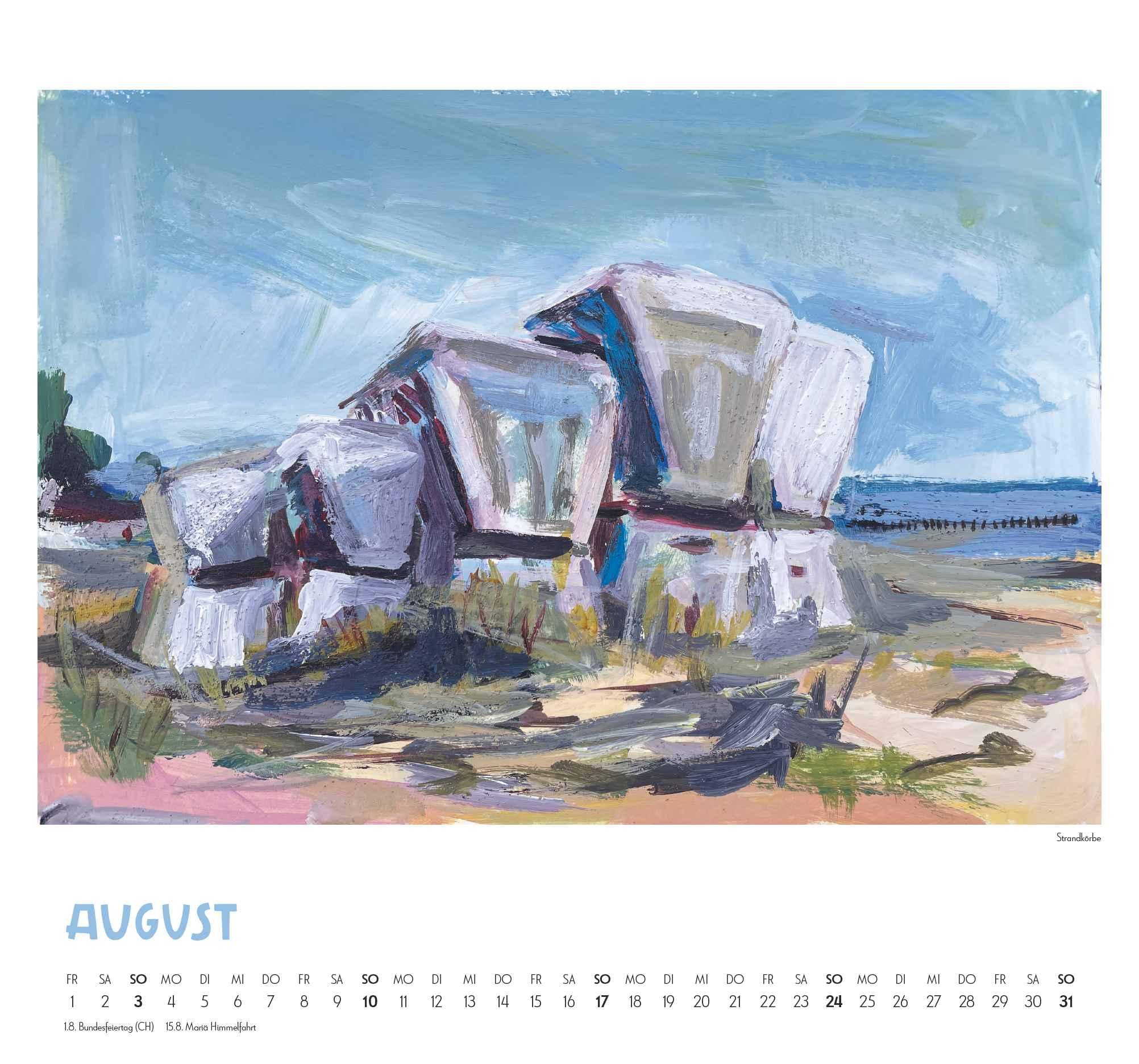 Beispielinhalt (Bild) Mit Kat Menschik an der Ostsee 2025 - Kunstkalender - Spiralbindung - Format 38 x 35,5 cm