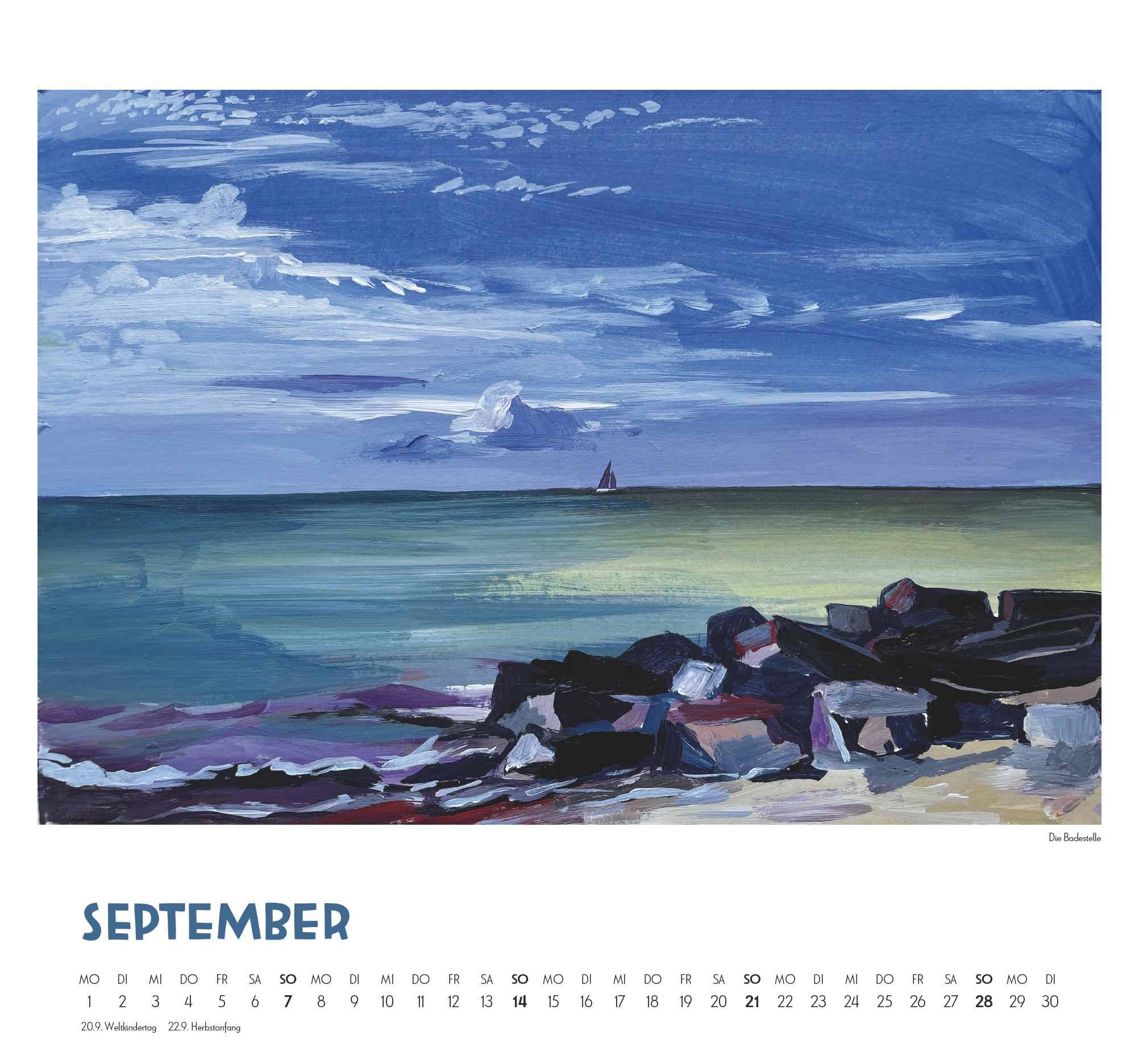 Beispielinhalt (Bild) Mit Kat Menschik an der Ostsee 2025 - Kunstkalender - Spiralbindung - Format 38 x 35,5 cm