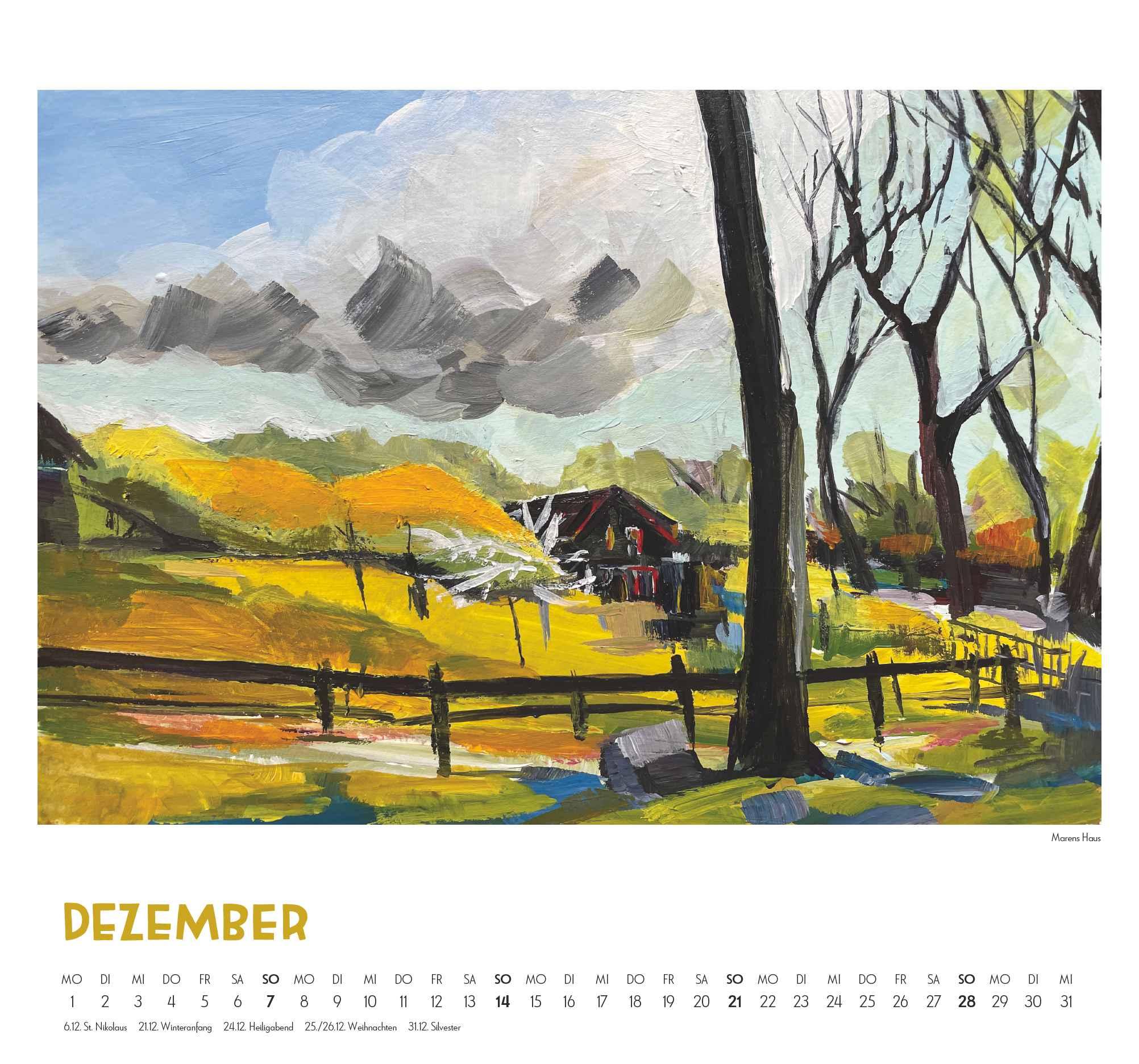 Beispielinhalt (Bild) Mit Kat Menschik an der Ostsee 2025 - Kunstkalender - Spiralbindung - Format 38 x 35,5 cm