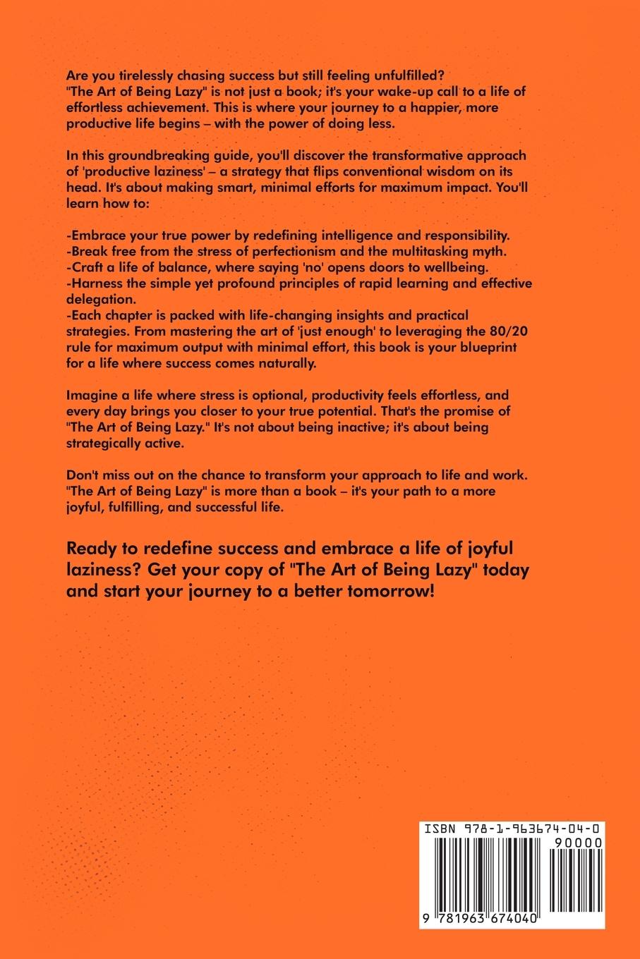 Rückseitencover The Art of Being Lazy