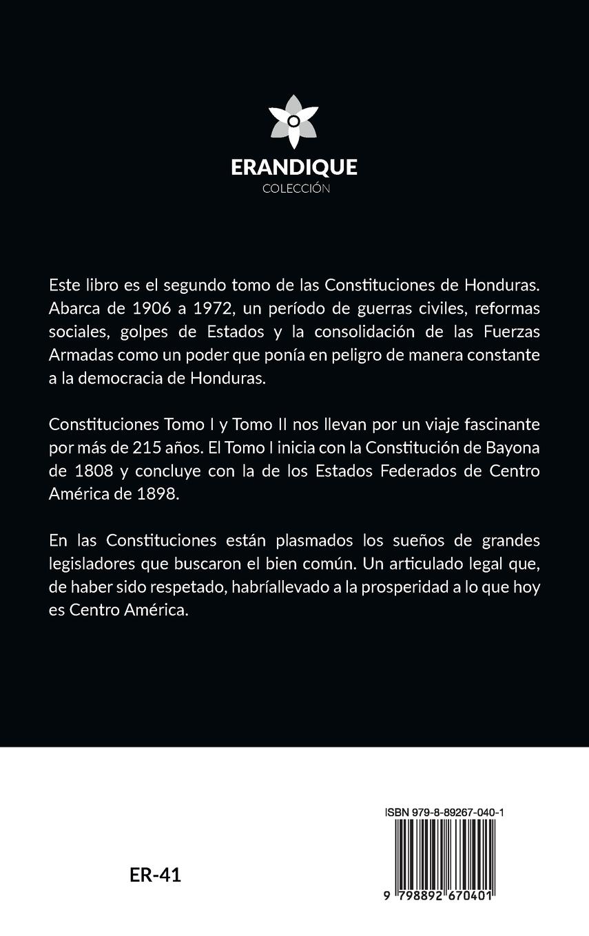 Rückseitencover Constituciones de Honduras Tomo II (1906-1972)
