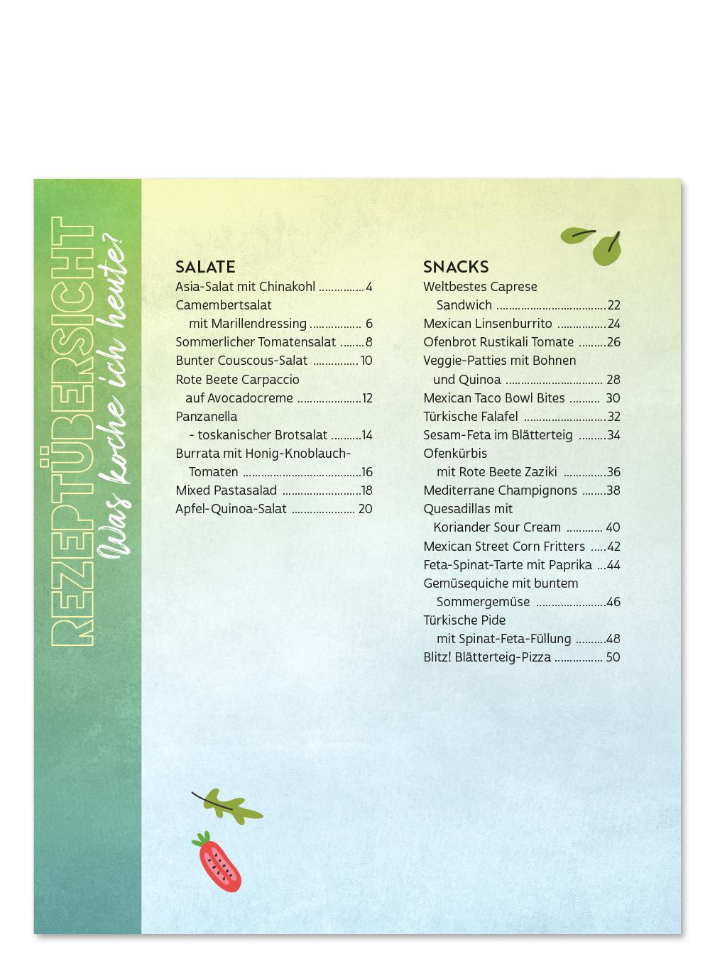 Beispielinhalt (Bild) VEGGIE REZEPTE für jeden Tag