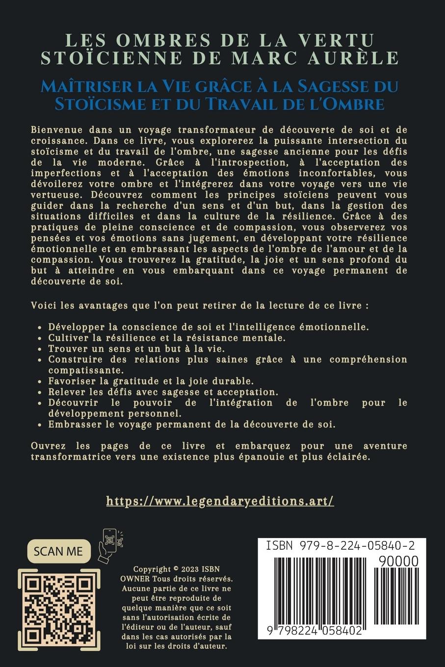 Rückseitencover Les Ombres de la Vertu Stoïcienne de Marc Aurèle