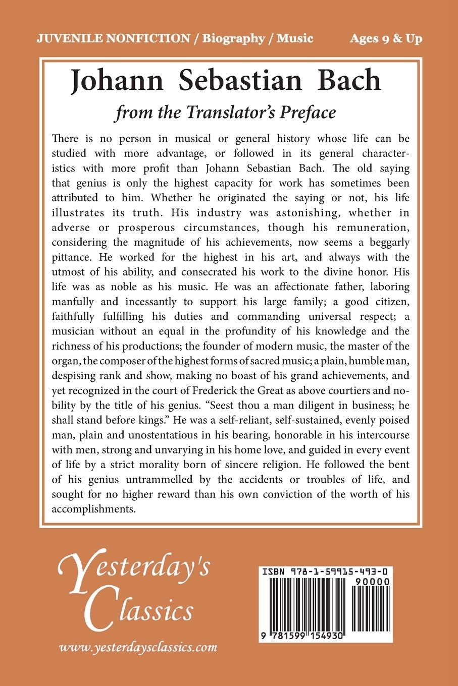 Rückseitencover Johann Sebastian Bach (Yesterday's Classics)