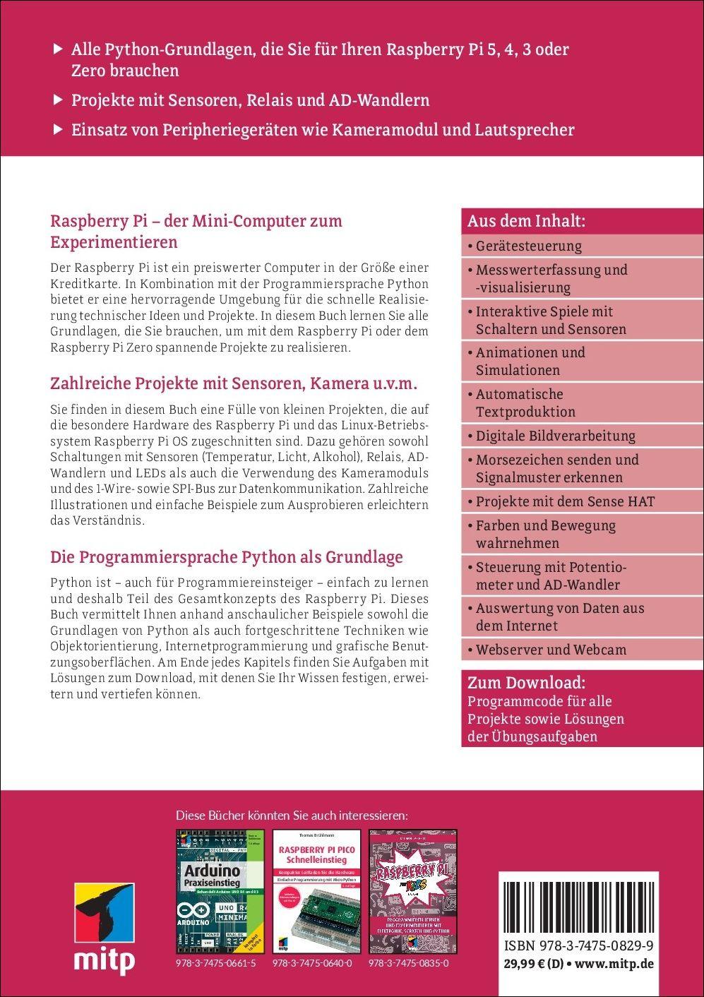 Rückseitencover Raspberry Pi programmieren mit Python