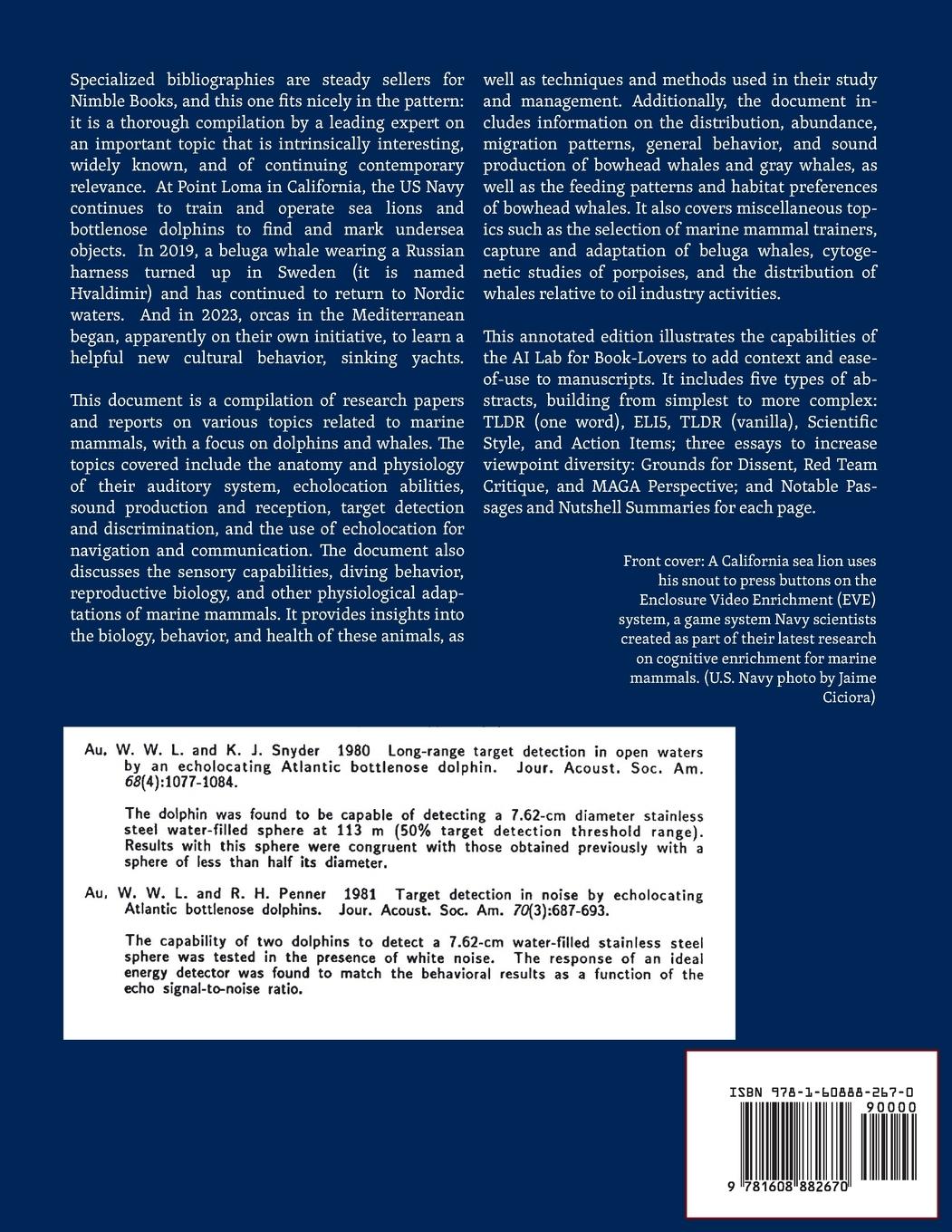 Rückseitencover Annotated Bibliography of Publications from the U.S. Navy's Marine Mammal Program