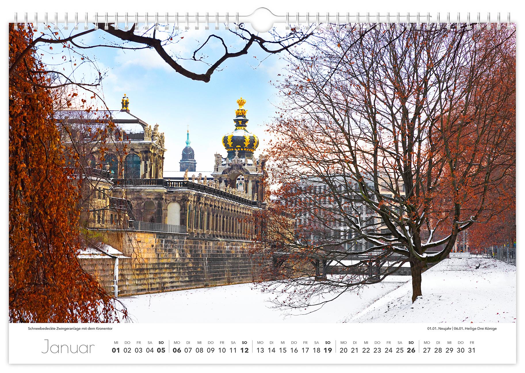 Beispielinhalt (Bild) Kalender Dresden Elbflorenz 2025