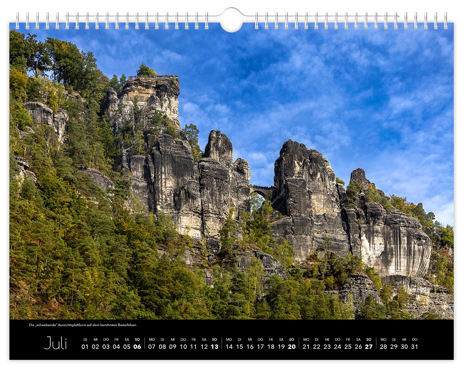 Beispielinhalt (Bild) Kalender Sächsische Schweiz 2025