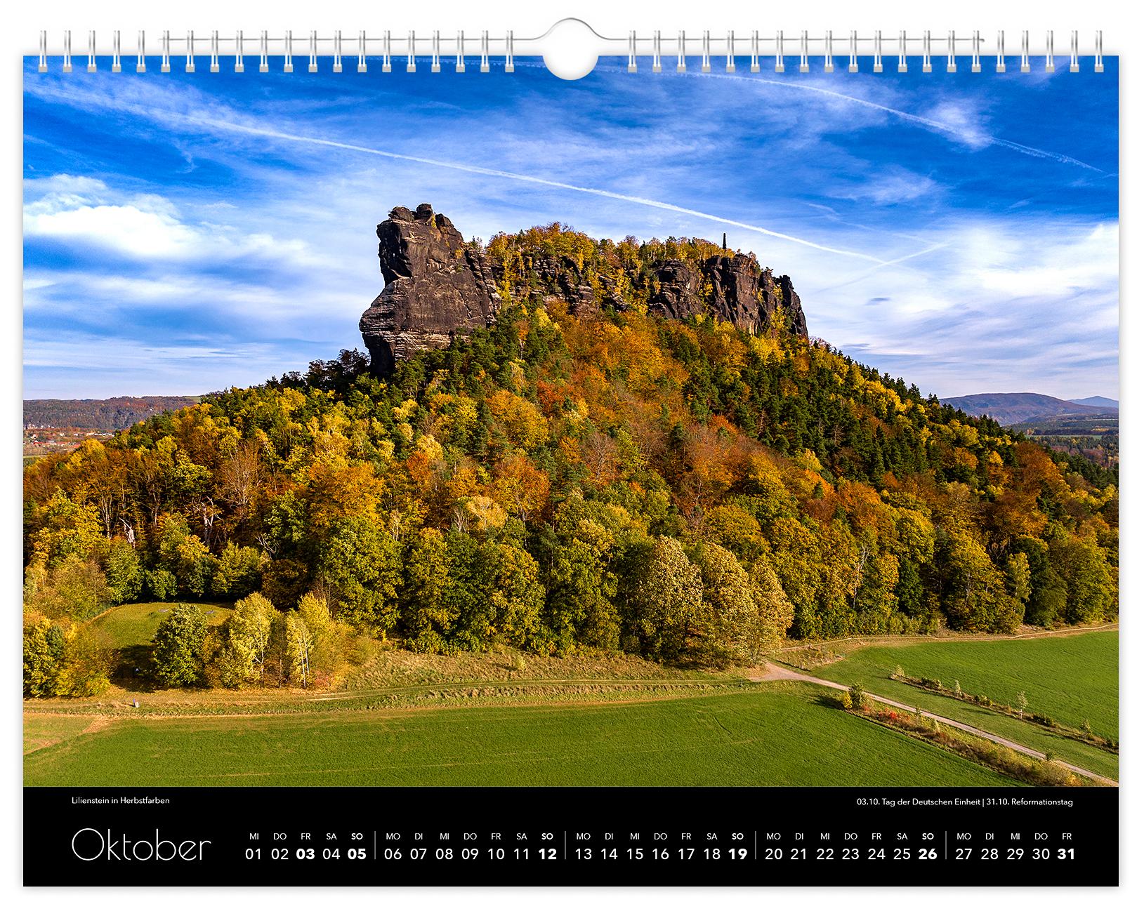 Beispielinhalt (Bild) Kalender Sächsische Schweiz 2025
