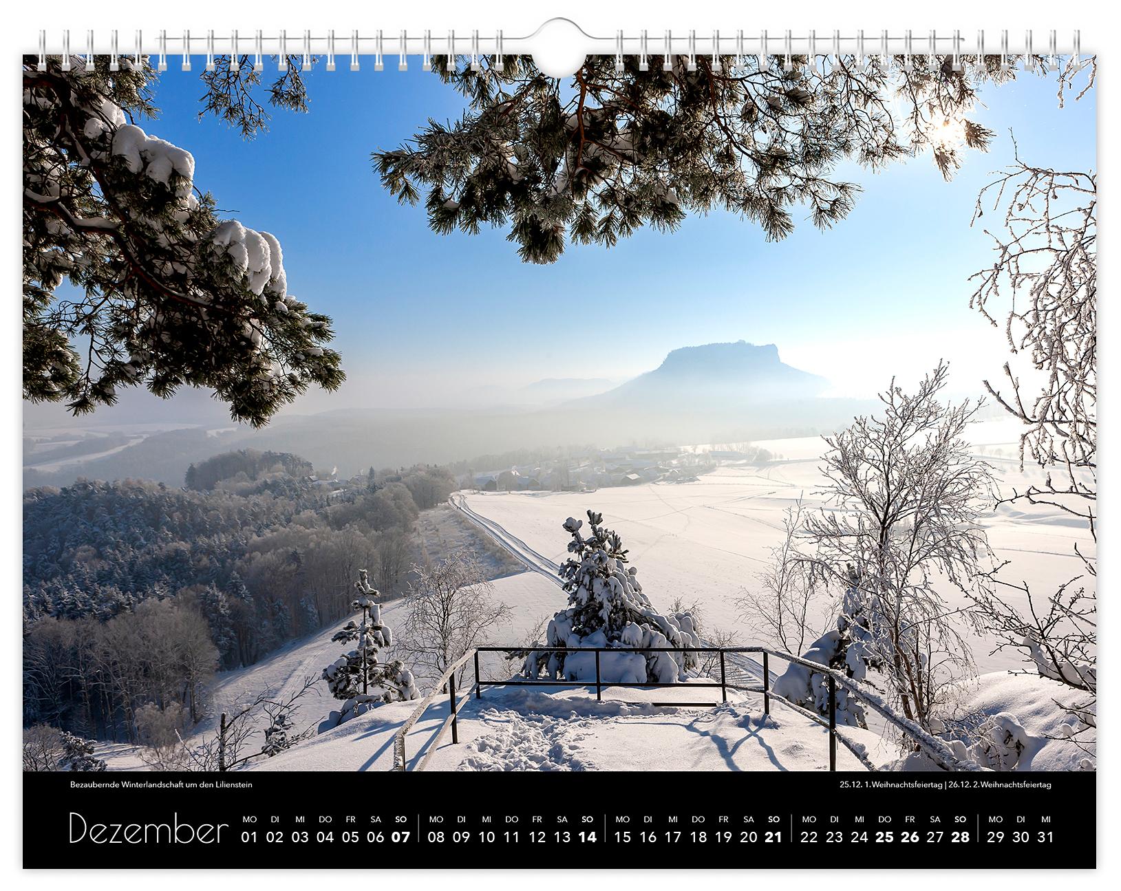 Beispielinhalt (Bild) Kalender Sächsische Schweiz 2025