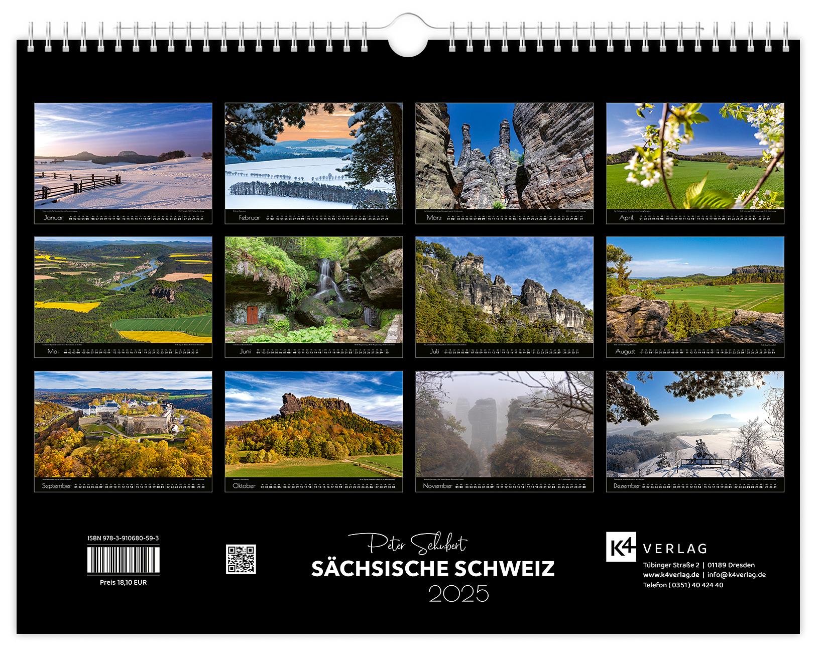 Beispielinhalt (Bild) Kalender Sächsische Schweiz 2025