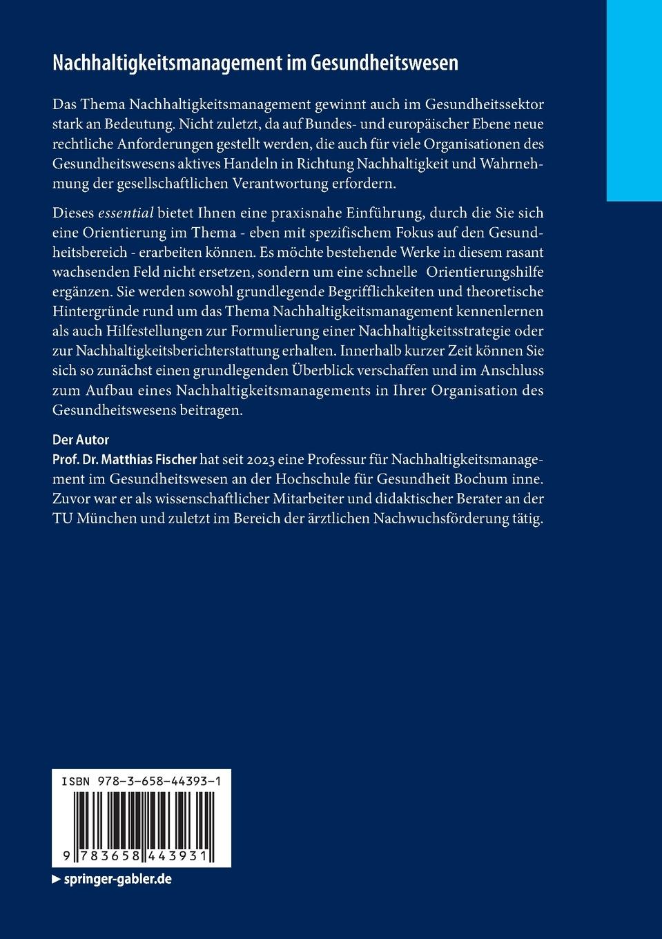 Rückseitencover Nachhaltigkeitsmanagement im Gesundheitswesen