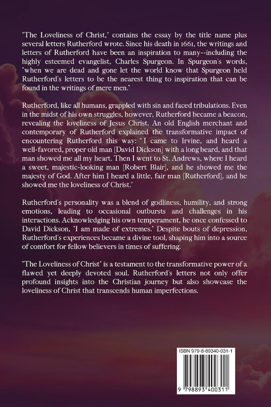 Rückseitencover The Loveliness of Christ