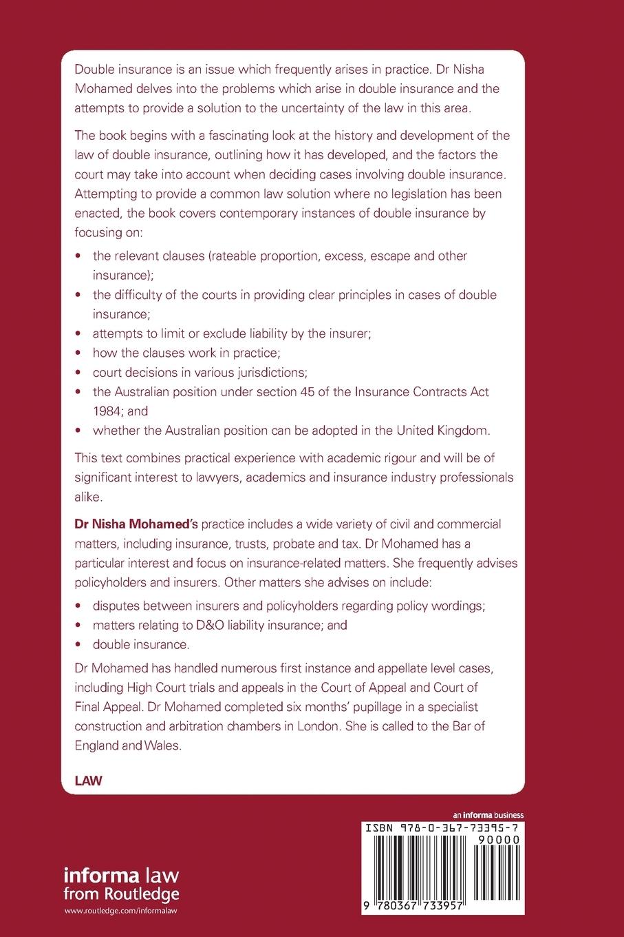 Rückseitencover Double Insurance and Contribution