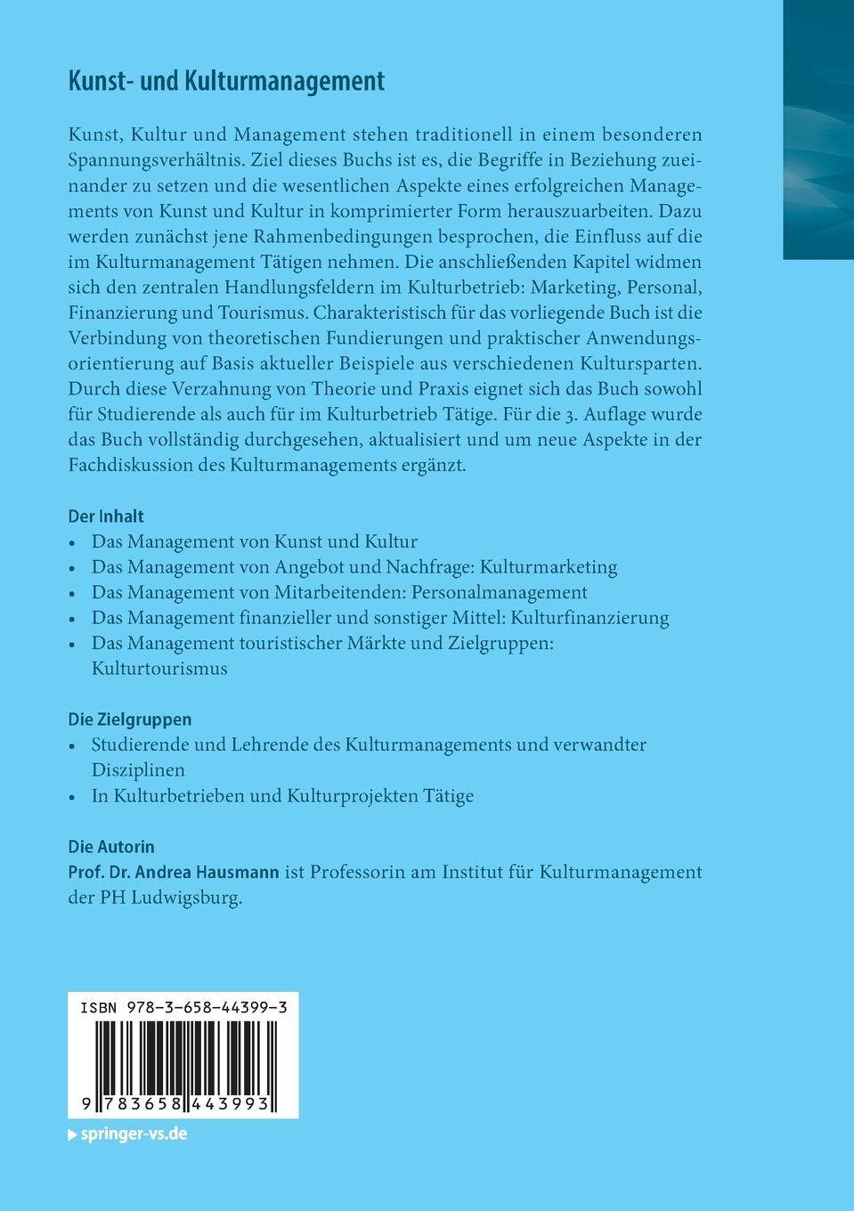 Rückseitencover Kunst- und Kulturmanagement