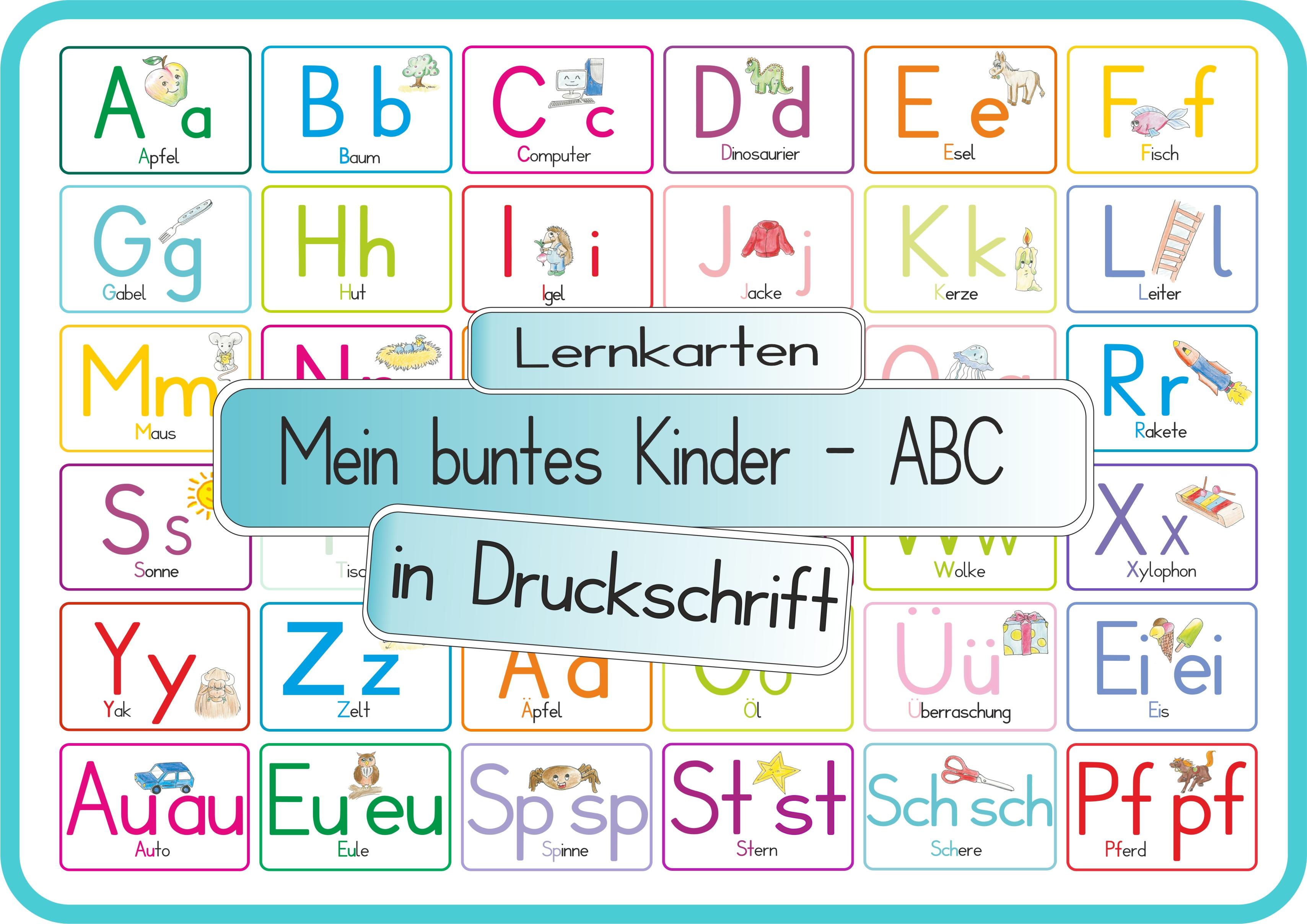 Vorderes Coverbild Mein buntes Kinder-ABC Druckschrift mit Umlauten, Doppellauten und Sp, St, Sch und Pf