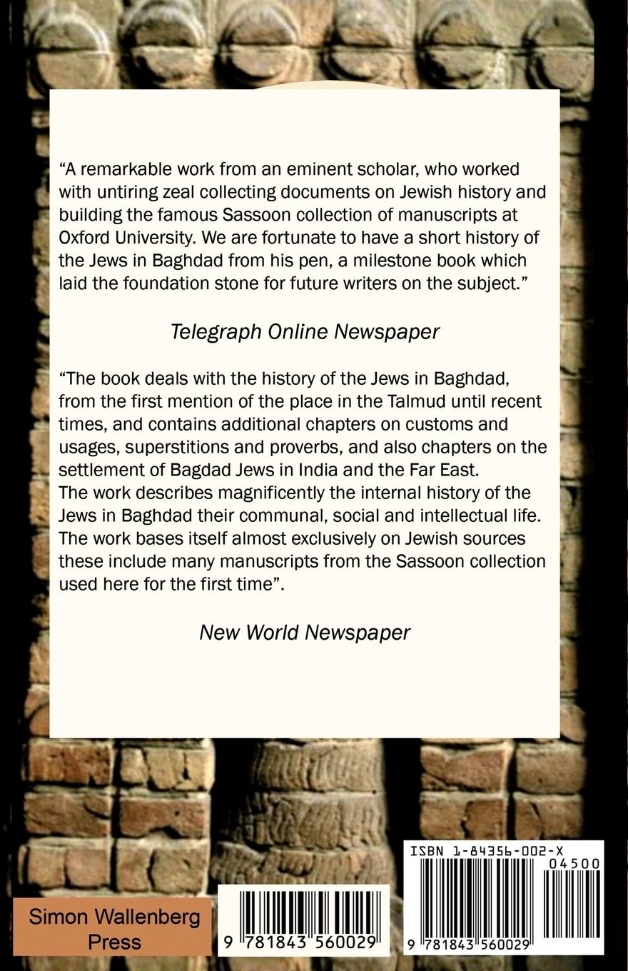 Rückseitencover The History of the Jews in Baghdad