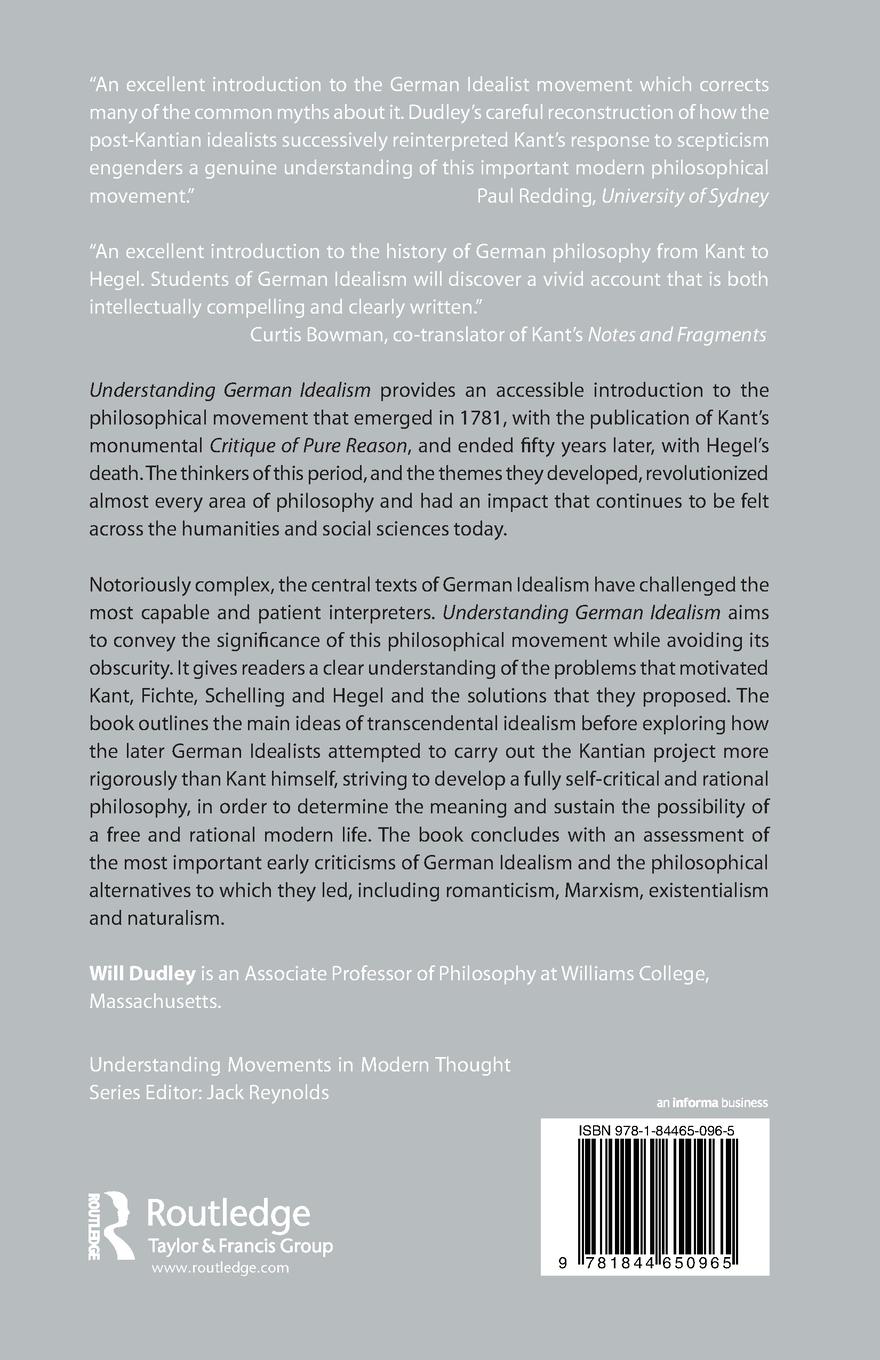 Rückseitencover Understanding German Idealism