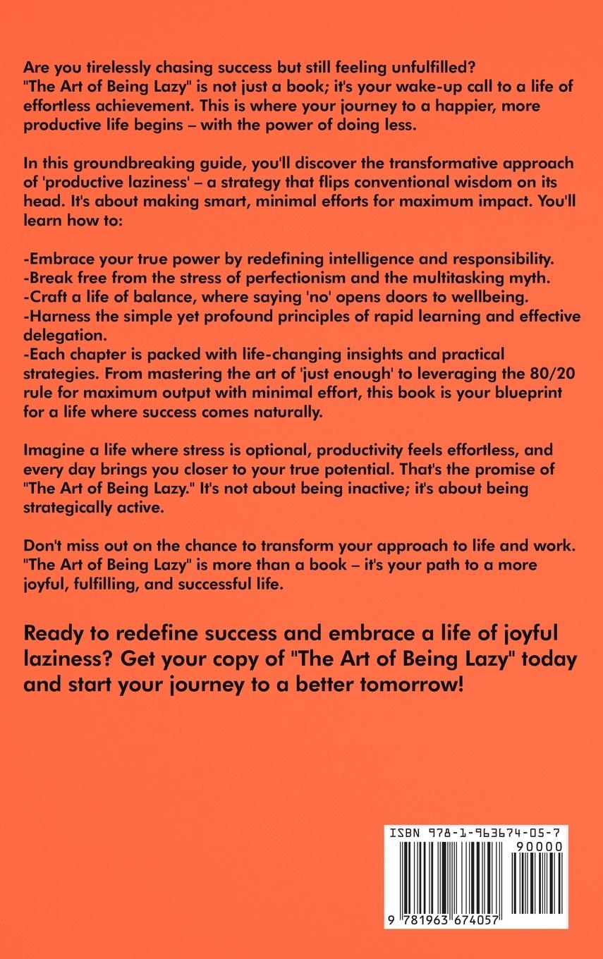 Rückseitencover The Art of Being Lazy