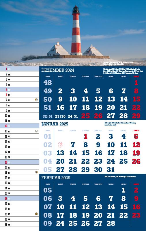 Beispielinhalt (Bild) Drei-Monatskalender Deutschland 2025