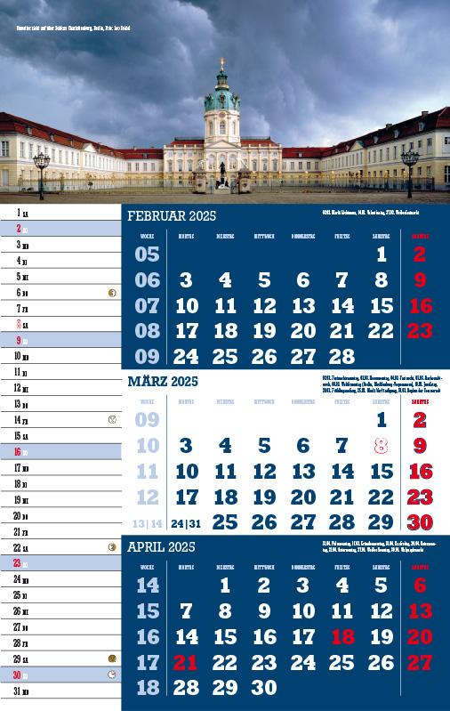 Beispielinhalt (Bild) Drei-Monatskalender Deutschland 2025