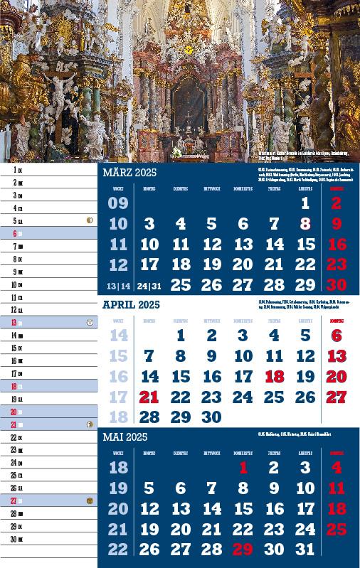 Beispielinhalt (Bild) Drei-Monatskalender Deutschland 2025