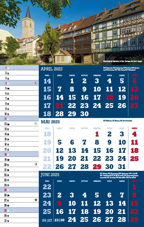 Beispielinhalt (Bild) Drei-Monatskalender Deutschland 2025