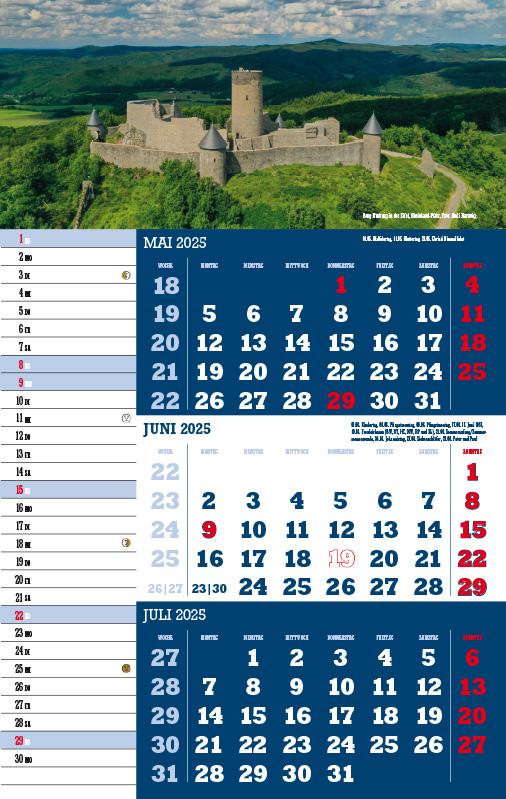 Beispielinhalt (Bild) Drei-Monatskalender Deutschland 2025