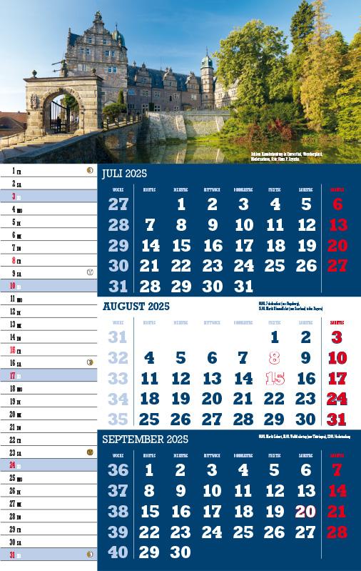 Beispielinhalt (Bild) Drei-Monatskalender Deutschland 2025