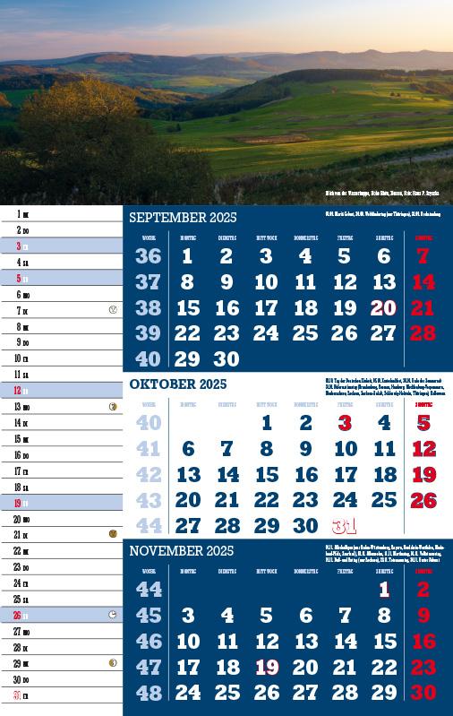 Beispielinhalt (Bild) Drei-Monatskalender Deutschland 2025