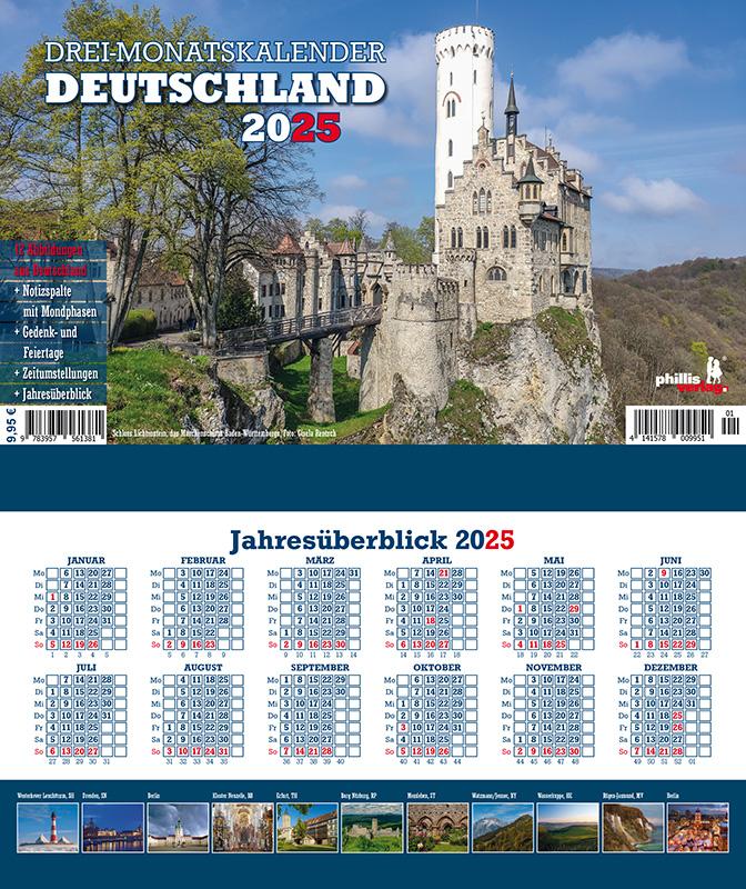 Vorderes Coverbild Drei-Monatskalender Deutschland 2025